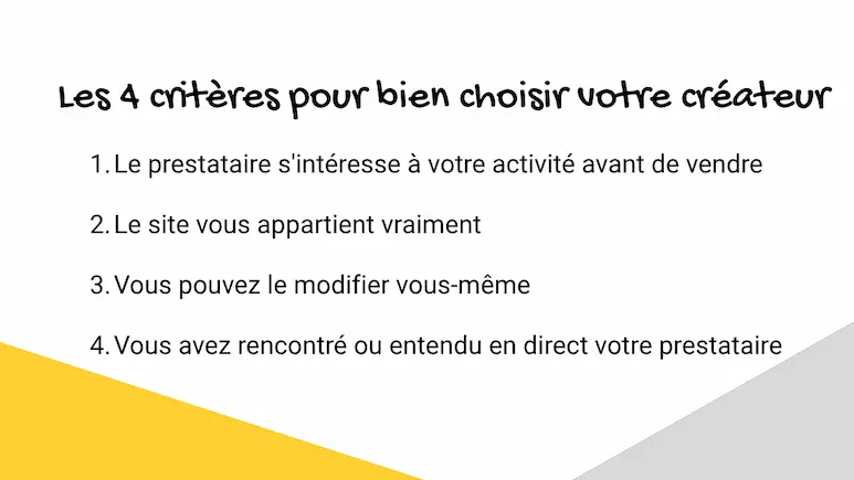Les 4 critères pour bien choisir son créateur de site internet